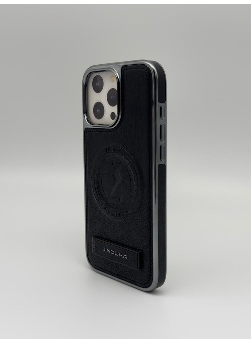 general JDK Luxury Leather Magnetic Kickstand Case for iPhone 16 Pro Max – Slim Shockproof Protective Cover with Foldable Stand - Image 3